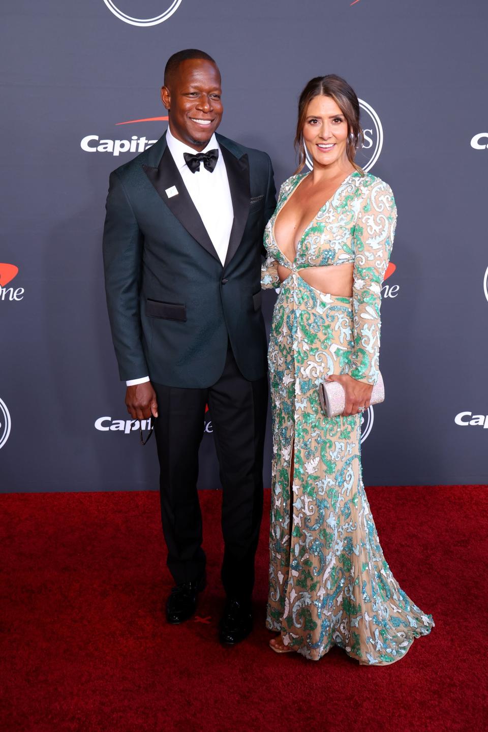 HOLLYWOOD, CALIFORNIA - JULY 20: (L-R) Raheem Morris and Nicole Marie Moulton attend the 2022 ESPYs at Dolby Theatre on July 20, 2022 in Hollywood, California. (Photo by Leon Bennett/Getty Images)