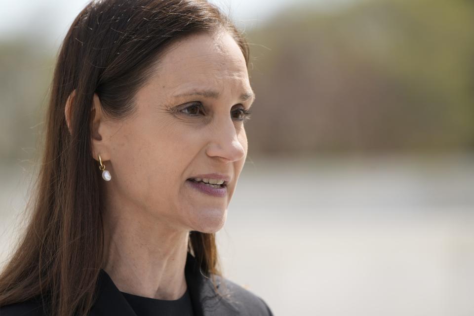 Jessica Ellsworth, the attorney who represents Danco Laboratories, manufacturer of mifepristone, appears outside the U.S. Supreme Court in Washington on March 26, 2024