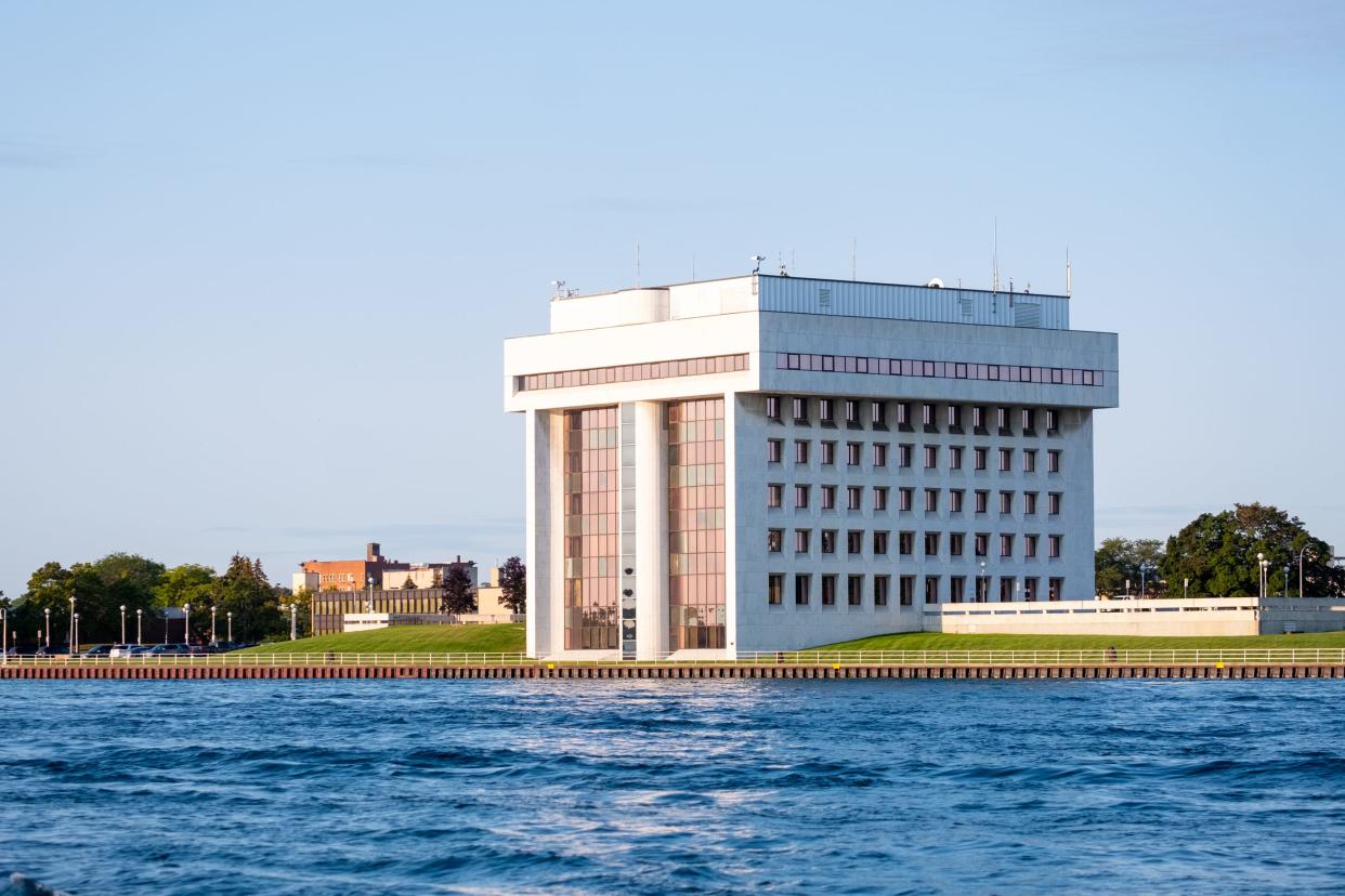Port Huron's Municipal Office Center, 100 McMorran Blvd., on the St. Clair River in September 2021.