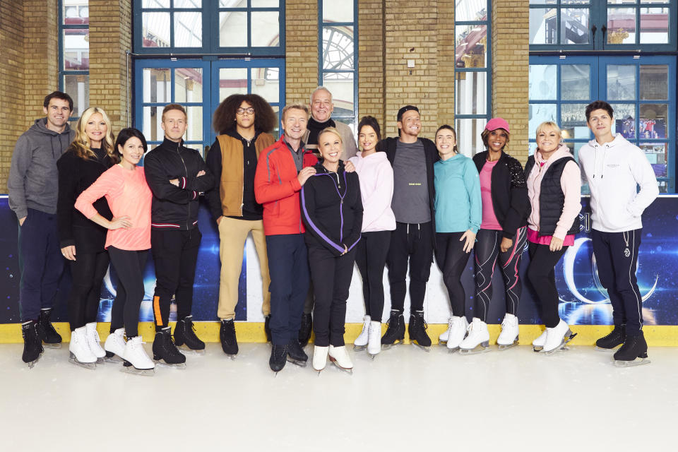 Dancing On Ice Class of 2020: Kevin Kilbane, Caprice, Lucrezia Millarini, Ian 'H' Watkins, Perry Kiely, Christopher Dean, Michael Barrymore, Jayne Torvill, Maura Higgins, Joe Swash, Libby Clegg MBE, Trisha Goddard, Lisa George and Ben Hanlin. Credit: ITV