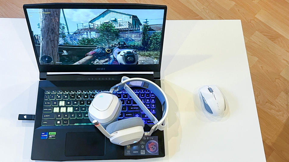 Corsair HS80 Max Wireless on a coffee table