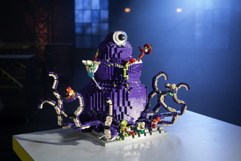 Henry and Cade's Purple Octopus from episode two looked just as good completed as it did getting smashed apart. Photo: Channel Nine