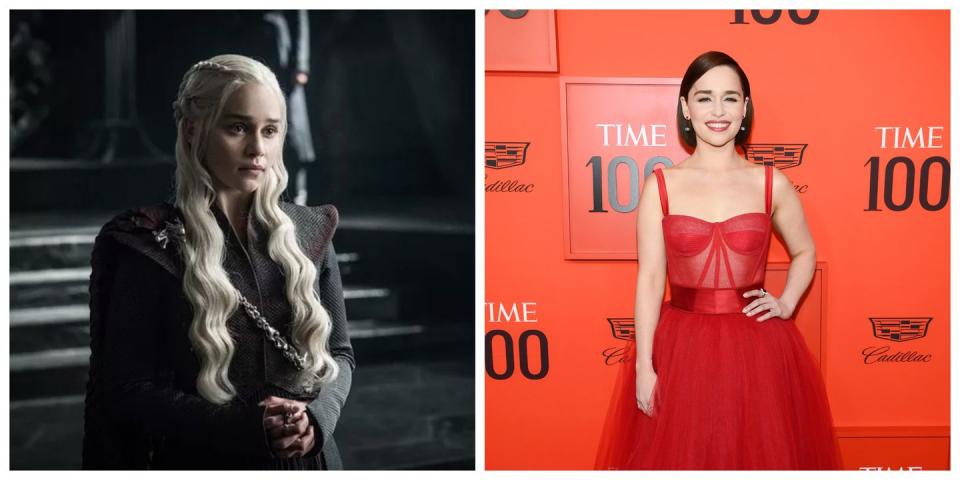 <p>In<em> Game of Thrones</em>, Daenerys Targaryen is well-known for her long, white-blonde hair that brands her as a typical member of the Targaryen family. She's also known for her intricate braids and her warrior outfits. Emilia Clarke, the actress who plays her, has much shorter and darker hair that couldn't be more different—and she also has a completely opposite personality, trading Daenerys' steely disposition for her bubbly demeanor, always with a smile on her face.</p>