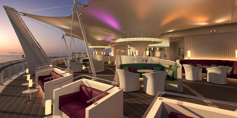 A rendering of Adora Cruises' Adora Magic City's ocean view bar