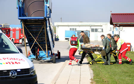 Participants of the European Union Force (EUFOR), Armed Forces, Border Police and State Investigation and Protection Agency (SIPA) of Bosnia and Herzegovina practice an anti-terrorism situation during an exercise at the Sarajevo International Airport, Bosnia and Herzegovina October 13, 2017. REUTERS/Dado Ruvic