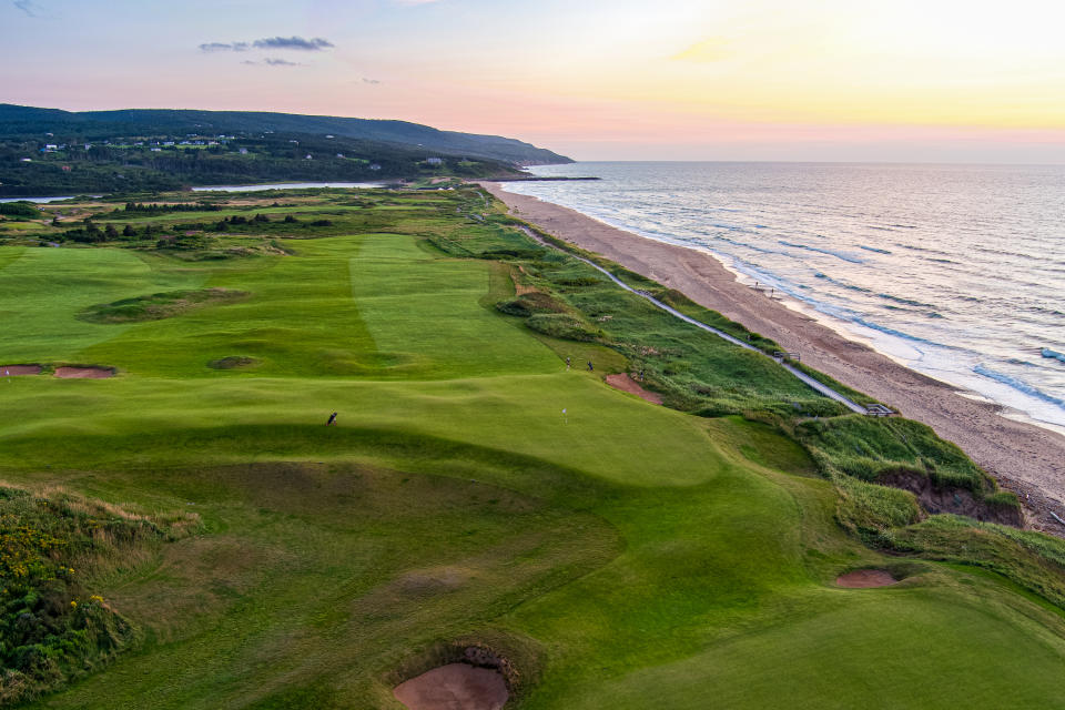 The green Cabot Links Golf Course above the Gulf of St. Lawrence