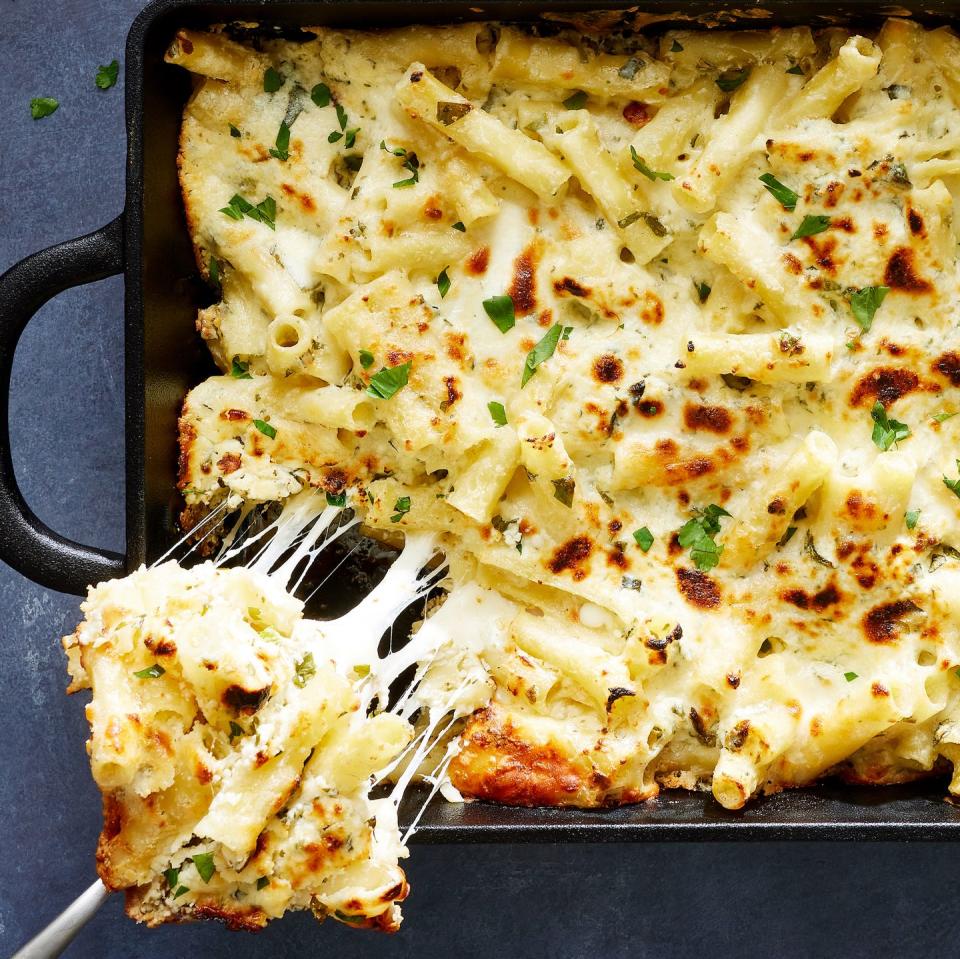 baked ziti dish with boursin cheese