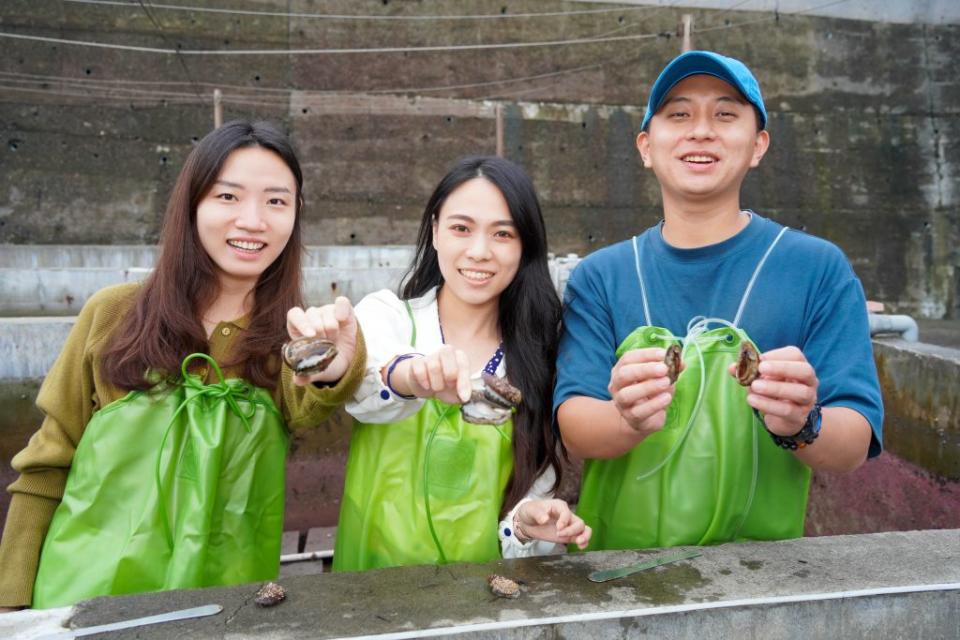 「鮑吃鮑遊，輕旅東北角」小旅行可親身體驗養殖池內採收貢寮鮑的樂趣。（新北市漁業處提供）