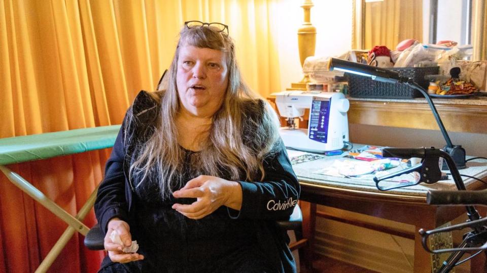 Gerri-Lynn Graves is a resident at Red Lion hotel through a partnership with the Boise-area homeless shelter Interfaith Sanctuary. Graves lost her job and income after a surgery that led to other complications. Graves is an avid artist and enjoys the quiet tranquility of crafting in her hotel room.