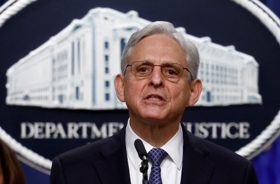 U.S. Attorney General Merrick Garland announces his appointment of Jack Smith as a special counsel for the investigations of former President Donald Trump, in the briefing room of the U.S. Justice Department in Washington, U.S., November 18, 2022.