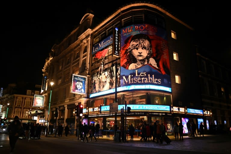 London's Sondheim Theatre, where Just Stop Oil activists halted a performance of "Les Miserables" in October 2023 (Daniel LEAL)