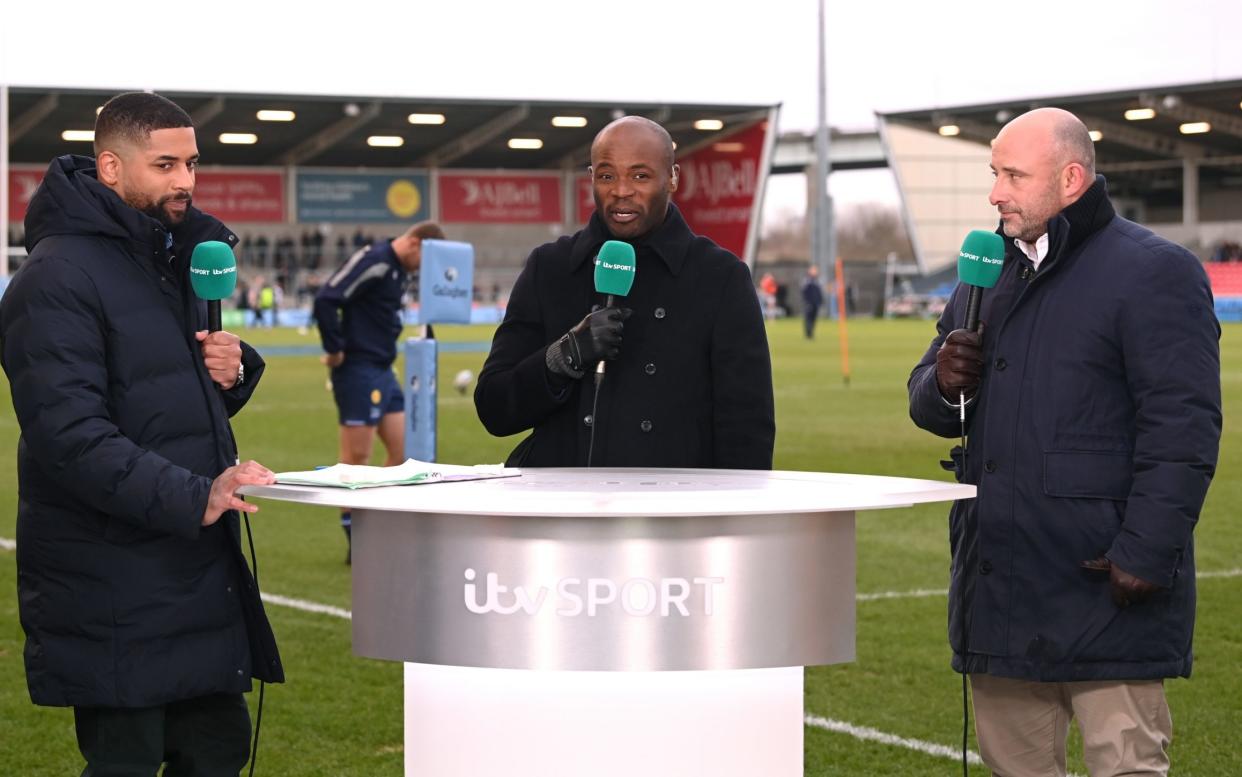 Topsy Ojo (centre) and David Flatman (right)