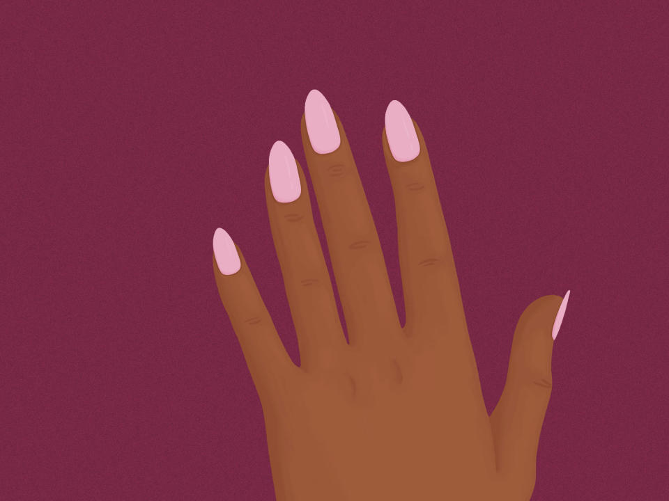2. "Dark colors to elongate short fingers" - wide 7