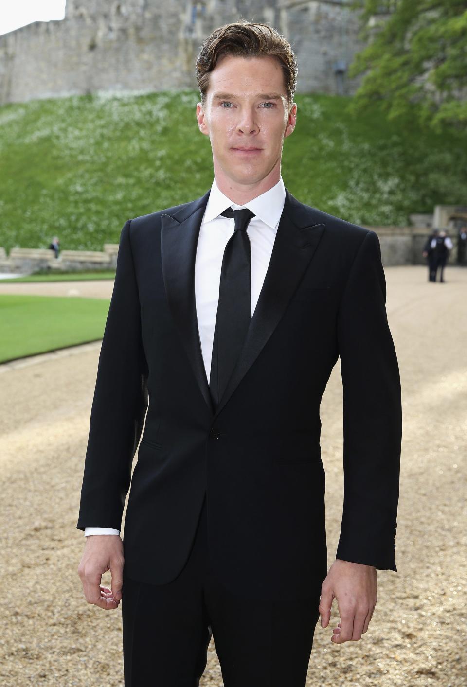 Actor Benedict Cumberbatch arrives for a dinner to celebrate the work of The Royal Marsden hosted by Britain Prince William at Windsor Castle, in Windsor