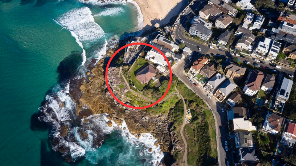 A birds eye view of the home in Tamarama that sold for $47 million.