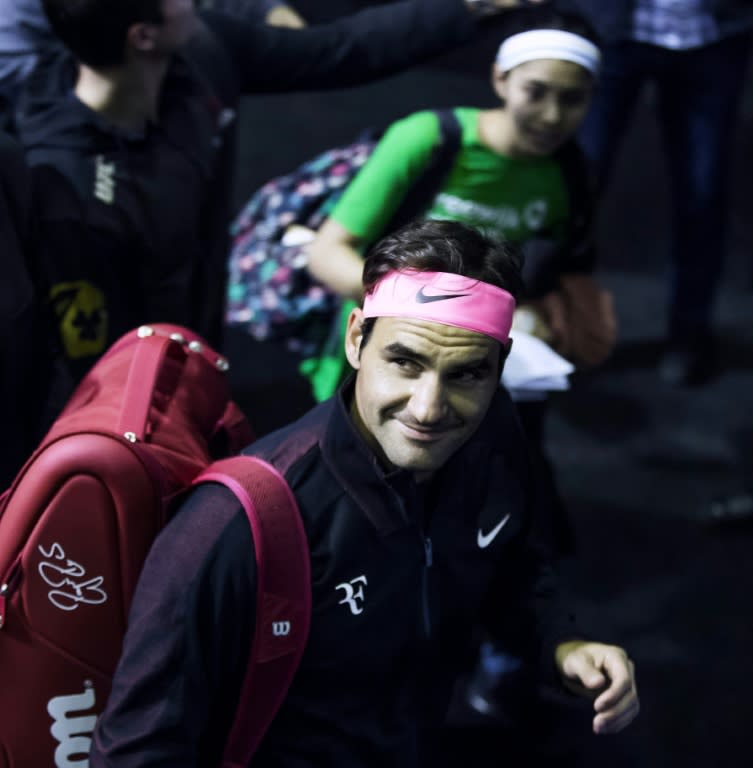 Switzerland's Roger Federer arrives for a training session on the first day of the ABN AMRO World Tennis Tournament in Rotterdam, on February 12, 2018