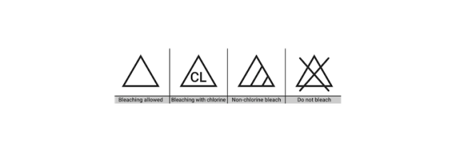 Laundry symbols for bleaching.