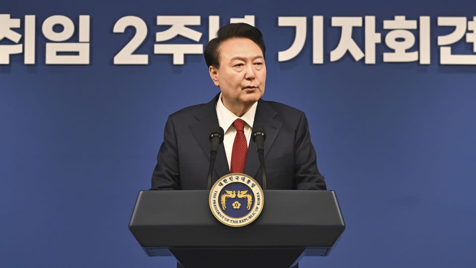 South Korean President Yoon Suk Yeol at a press conference in Seoul, South Korea, on, May 9, 2024. - Song Kyung-seok/AP