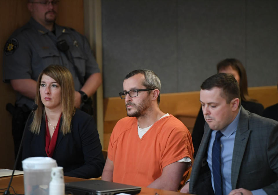 Christopher Watts sits in court for his sentencing hearing. Source: Getty