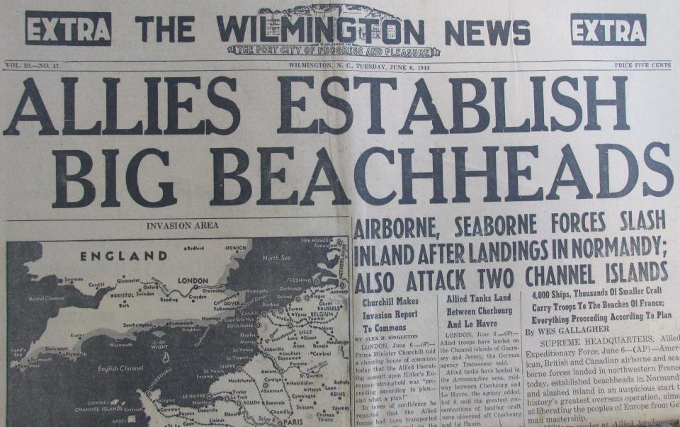 The Wilmington News front on June 6, 1944, known as D-Day.