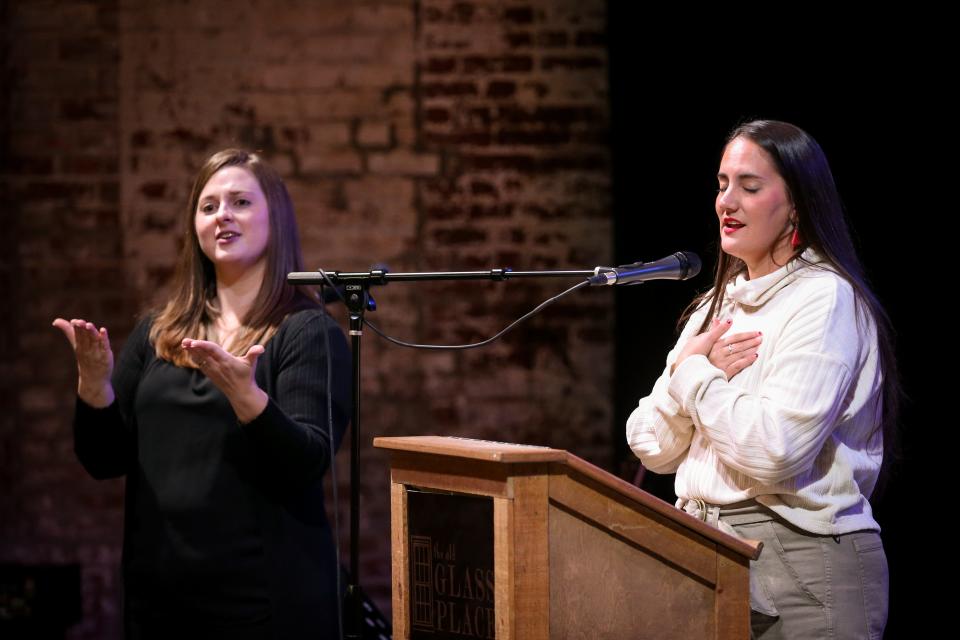 Missouri House Representative Betsy Fogle speaks to a crowd of about 75 individuals during the Transgender Day of Remembrance event at The Old Glass Place on Sunday, Nov. 20, 2022. The event included speakers like Fogle, live music, an artist showcase and tribute to trans individuals who have lost their lives over the last year.