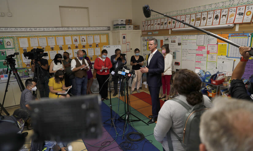 Gov. Gavin Newsom was criticized for his approach to COVID safety measures in schools, but he easily defeated a recall attempt last year. (Jane Tyska/Digital First Media/East Bay Times/Getty Images)