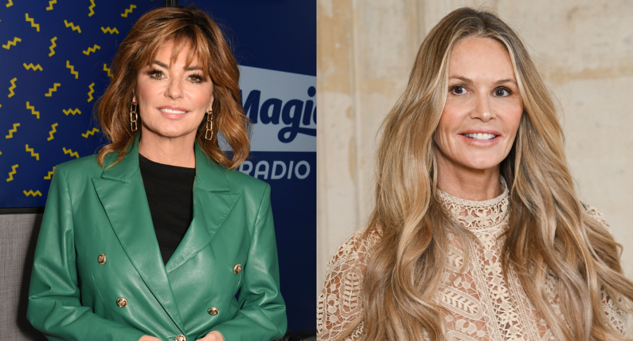 Shania Twain (left) shared a selfie she took beside Australian model Elle Macpherson on Thursday. (Photos via Getty Images)