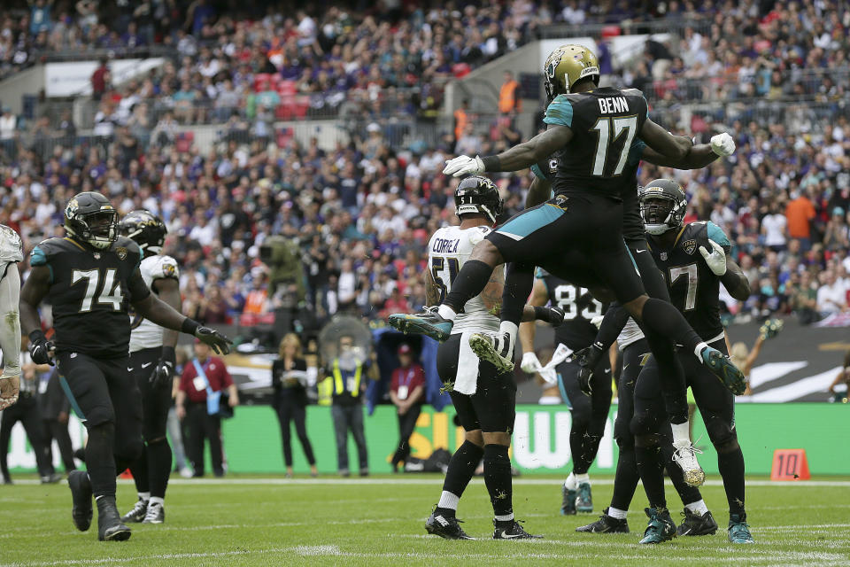 The Jacksonville Jaguars ran a fake punt during a blowout against the Ravens. (AP)