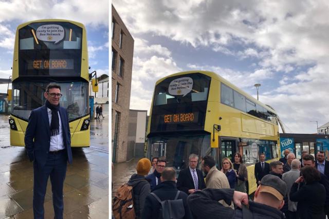 The new Bee Network bus design was unveiled to the public in Bolton <i>(Image: Newsquest)</i>