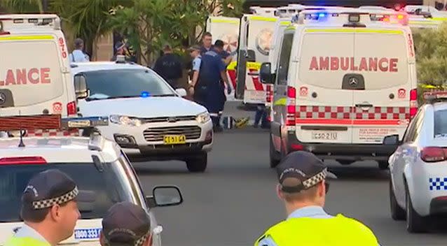 Emergency crews attend the scene at the Kellyville home. Source: 7 News