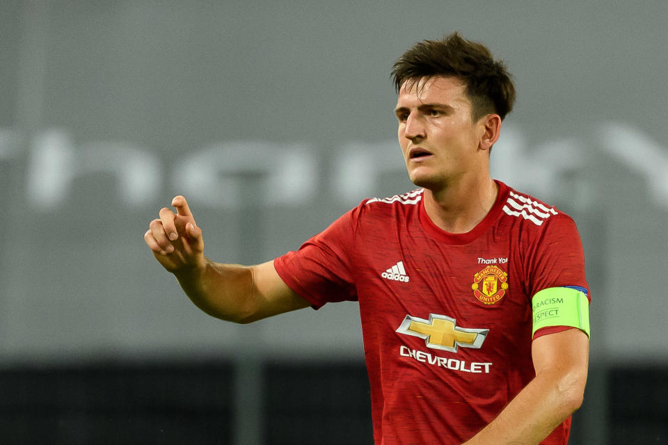 Manchester United captain Harry Maguire is in trouble. (Alex Gottschalk/Getty Images)