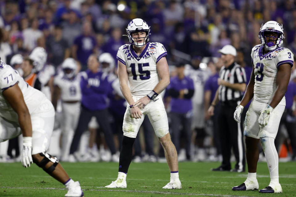 Jugadores de TCU han dicho que usaron señales falsas al sospechar que Michigan podría haber estado haciendo trampa. (Photo by Chris Coduto/Getty Images)