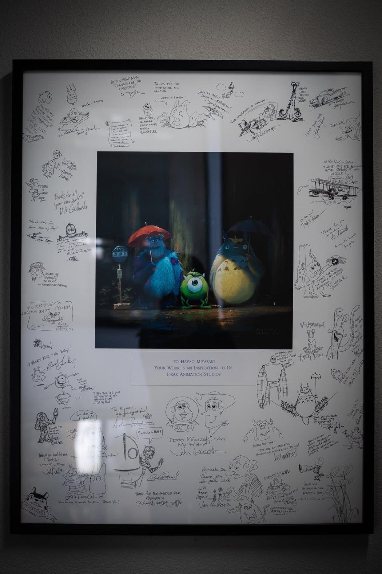 Le dessin envoyé à Hayao Miyazaki, de la part des équipes de Pixar - Pixar - Ghibli