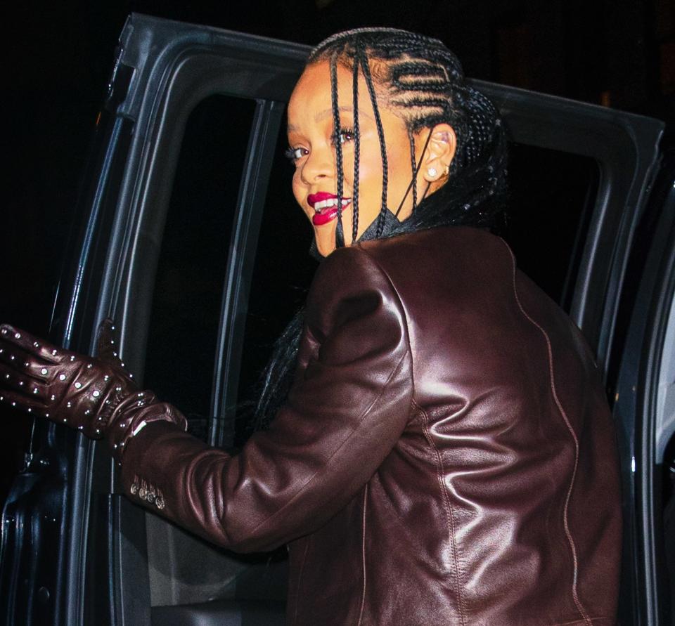 Rihanna is photographed exiting a vehicle in New York City