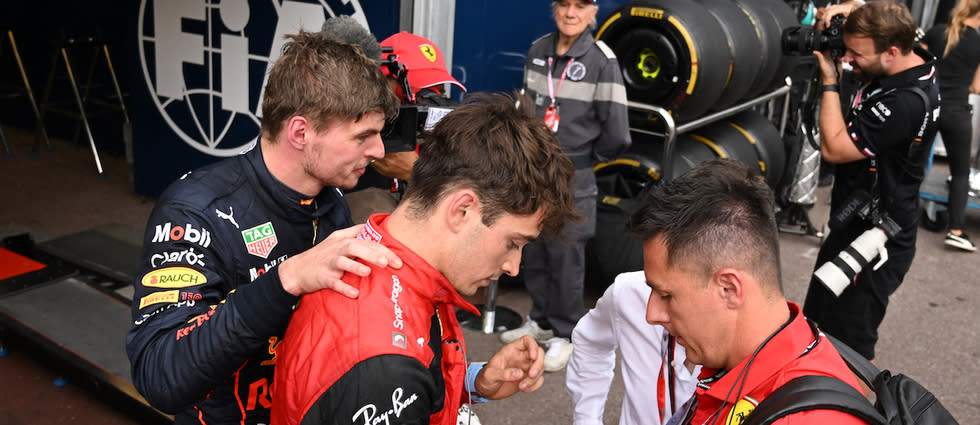 Max Verstappen et Charles Leclerc. 
