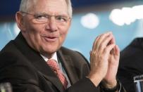 Germany's Minister of Finance Wolfgang Schauble speaks during a discussion on "A Reform Agenda for Europe's Leaders" during the World Bank/IMF annual meetings in Washington October 9, 2014. REUTERS/Joshua Roberts