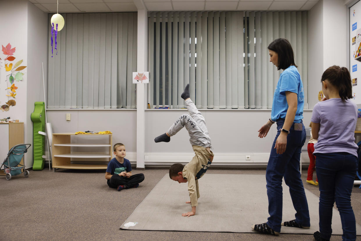 Ukrainian children play, at the UNICEF facility in Warsaw, Poland, Wednesday, Nov. 9, 2022. The U.S. Ambassador to the United Nations says she does not expect the U.S. midterm election to weaken U.S. support for Ukraine given the bipartisan support for Kyiv since Russia’s invasion of its neighbor. Linda Thomas-Greenfield spoke after she visited a UNICEF center in Warsaw that has become a hub for Ukrainian refugee children in their mothers, offering educational support and therapy. (AP Photo/Michal Dyjuk)