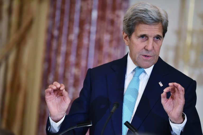 US Secretary of State John Kerry speaks during the release of the 2016 Trafficking in Persons Report on June 30, 2016 at the State Department in Washington, DC