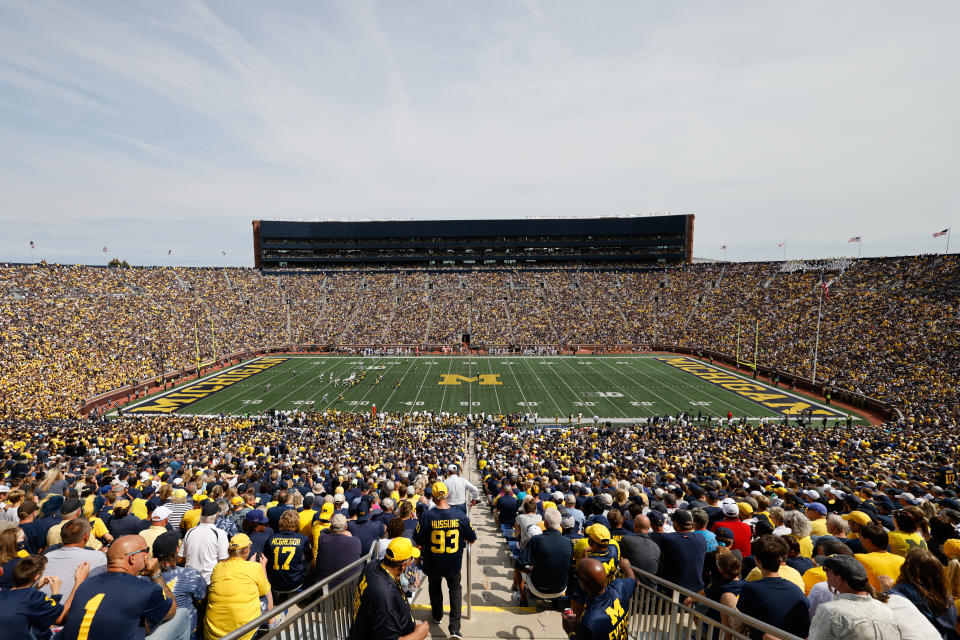 Sept. 4, 2021; Ann Arbor, Michigan; General view Michigan Wolverines during the second half of the game between the Western Michigan Broncos and the Michigan Wolverines at Michigan Stadium. Rick Osentoski-USA TODAY Sports