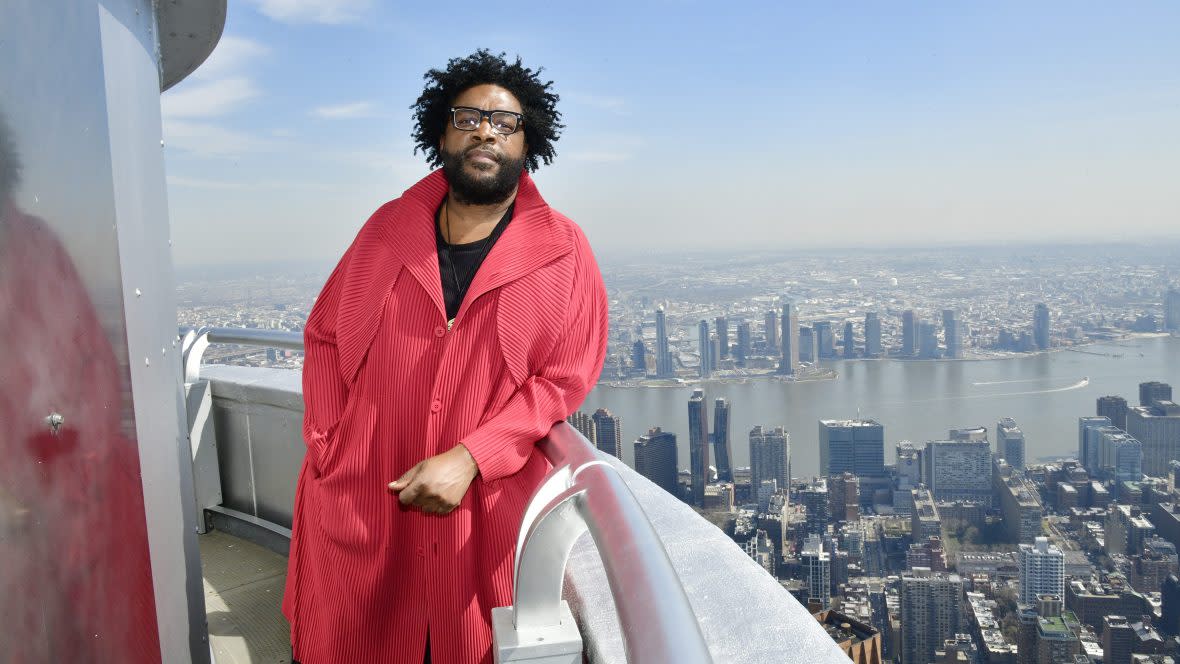 Questlove visits the Empire State Building in Celebration of The New York Times' 1000th Game of Wordle on March 14, 2024 in New York City. (Photo by Eugene Gologursky/Getty Images for Empire State Realty Trust)