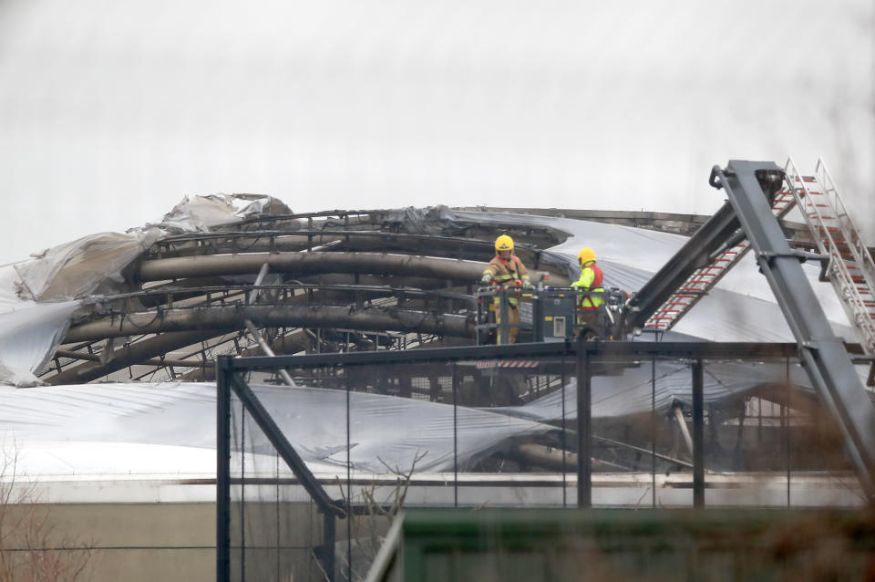 Firefighters at Chester Zoo after a fire broke out in the Monsoon Forest habitat area.