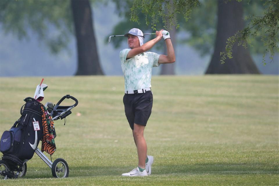 Yorktown sophomore Christian Groves won match medalist with a score of 75 in the IHSAA Monroe Central boys golf sectional match at Hickory Hills Golf Course on Monday, June 5, 2023.
