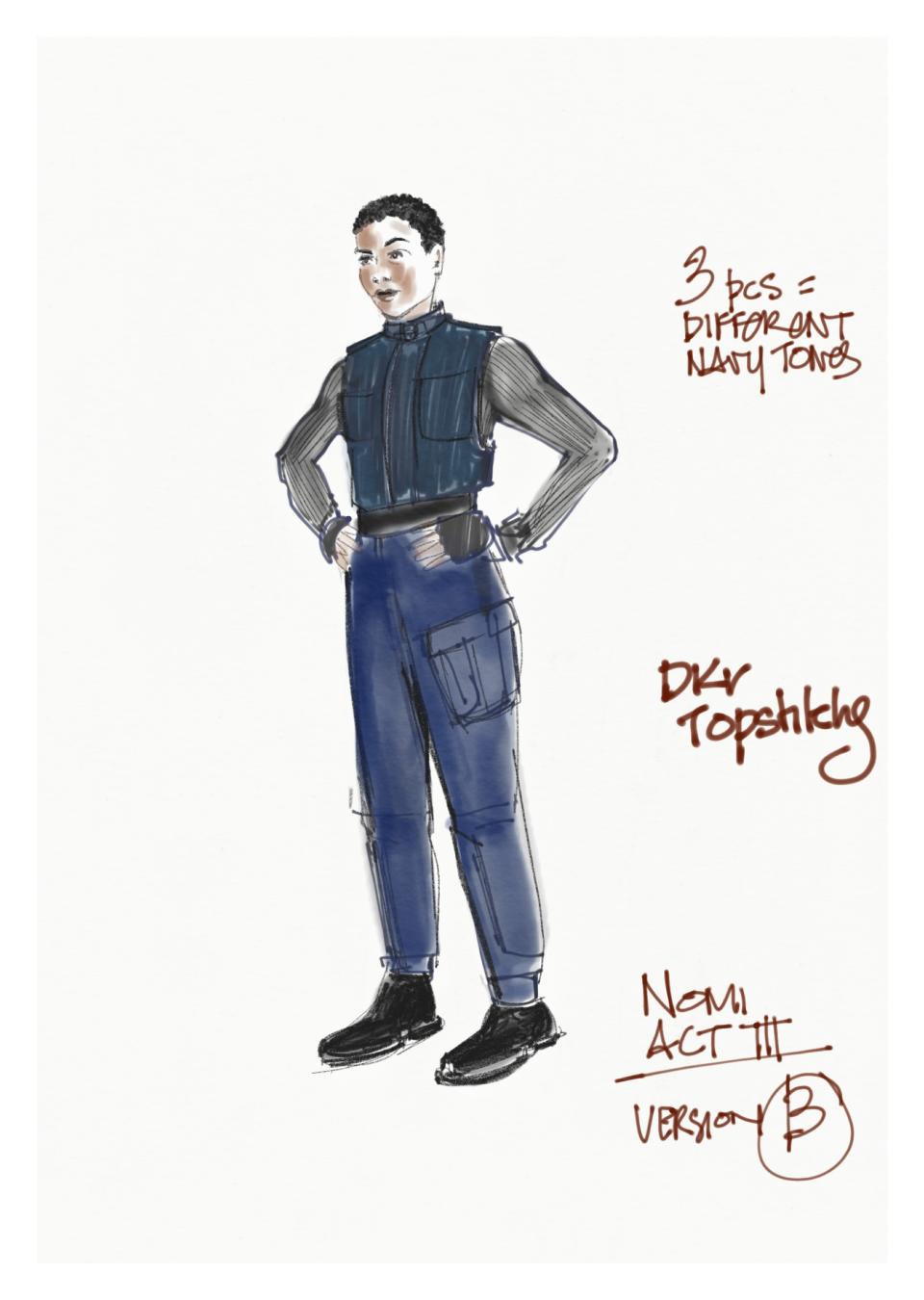 Costume sketch by Suttirat Anne Larlarb. - Credit: Courtesy