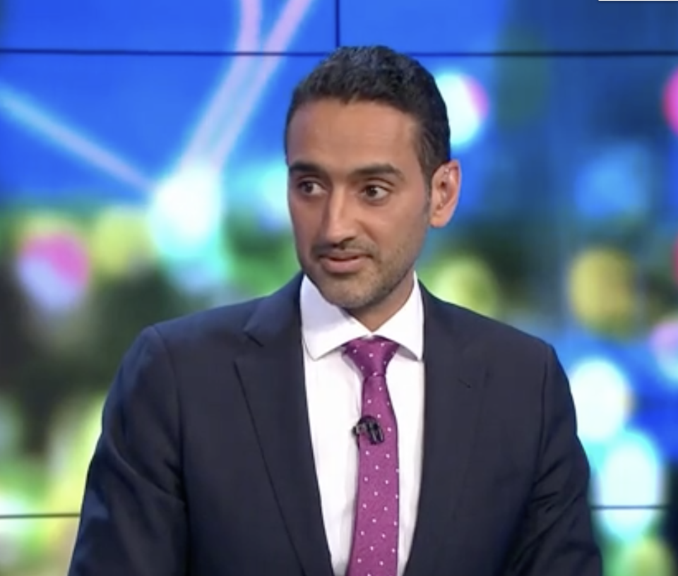 The Project host Waleed Aly became enraged during a discussion on mandating Covid-19 vaccines. Source: Channel 10/ The Project