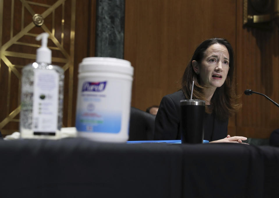 President-elect Joe Biden's pick for national intelligence director Avril Haines speaks during confirmation hearing before Senate Intelligence Committee on Tuesday, Jan. 19, 2021, in Washington. / Credit: Joe Raedle / AP