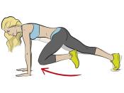<p><strong>1/ </strong>First, start in a plank position and draw your right knee up to your chest, rounding your back. Hold, then move your knee towards your right shoulder.</p><p><strong>2/ </strong>Now shift the knee towards your left side, hold, return to start. </p>