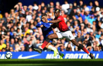 Soccer Football - Premier League - Chelsea v Manchester United - Stamford Bridge, London, Britain - October 20, 2018 Chelsea's Eden Hazard in action with Manchester United's Paul Pogba REUTERS/Dylan Martinez