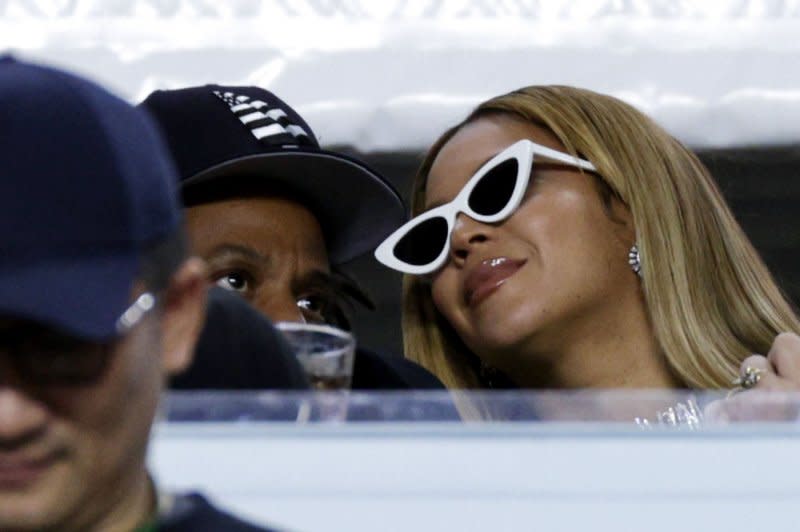 Beyoncé and Jay-Z watch the San Francisco 49ers play the Kansas City Chiefs in Super Bowl LIV at the Hard Rock Stadium in Miami Gardens, Fla., in 2020. File Photo by John Angelillo/UPI