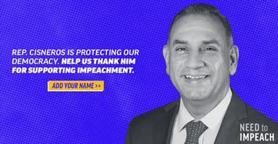 A screenshot from a digital ad from the organization "Need to Impeach\