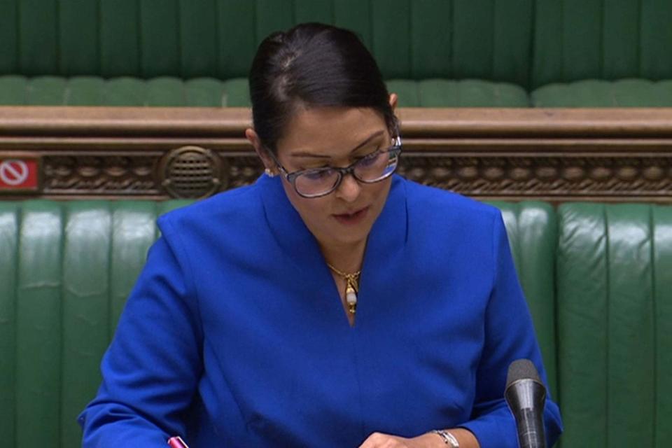 Priti Patel has been forced to defend the Government's planned travel quarantine rules from Conservative MPs who claim such measures will “ground the aviation industry”. (PA)